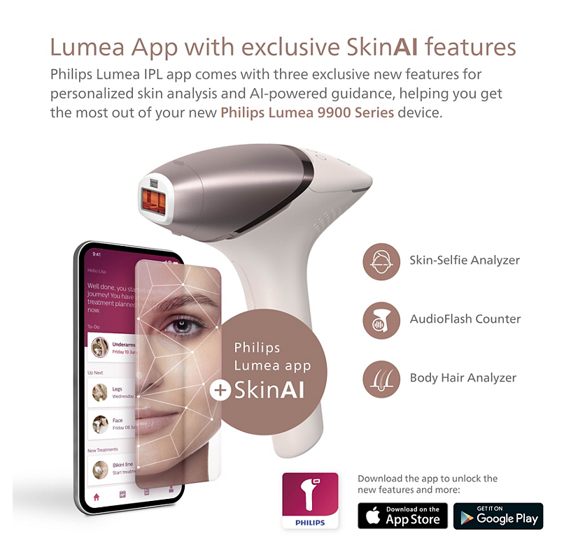 Philips Lumea IPL 9900 Series
IPL hair removal device with SenseIQ for face & body